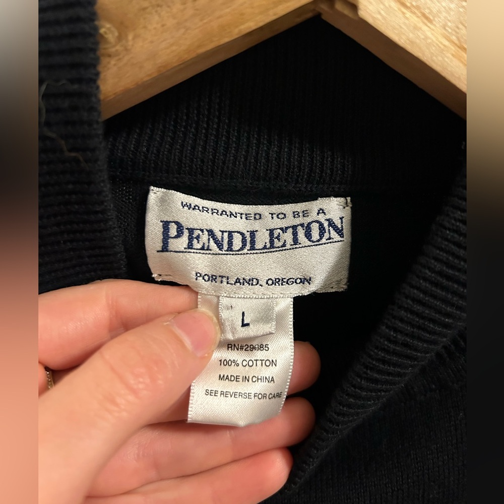 Pendleton 100% Cotton Turtle Neck Black Sweater S… - image 6